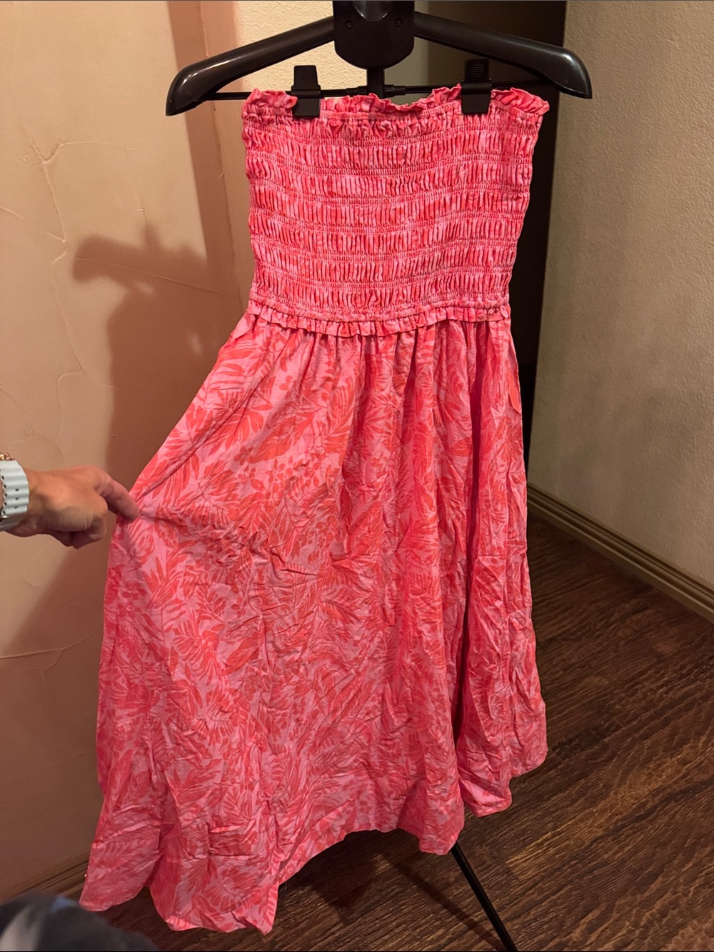 Altar'd State Pink Strapless Smocked Maxi Dress